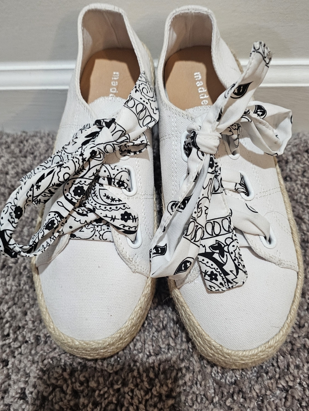 Madden Girl White Canvas Espadrille Sneakers with Bandana Laces The MimiiSize 7